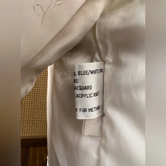 SAGA FOX “ GUARANTEE OF QUALITY” BLUE & WHITE FOX FUR COAT JACKET SIZE LARGE - Picture 7 of 8